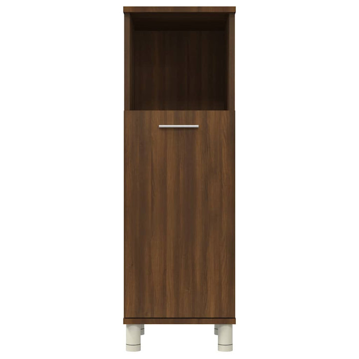 badeværelsesskab 30x30x95 cm konstrueret træ brunt egetræ