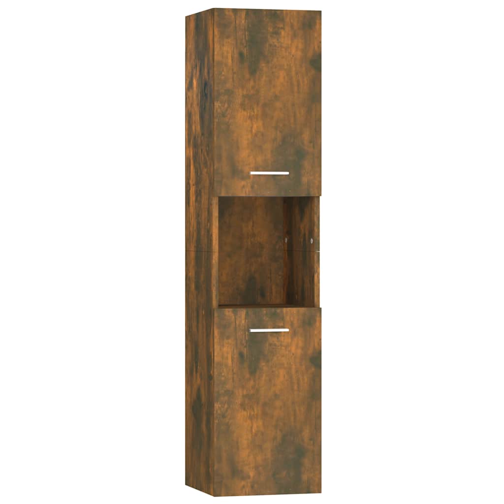badeværelsesskab 30x30x130 cm konstrueret træ røget egetræ
