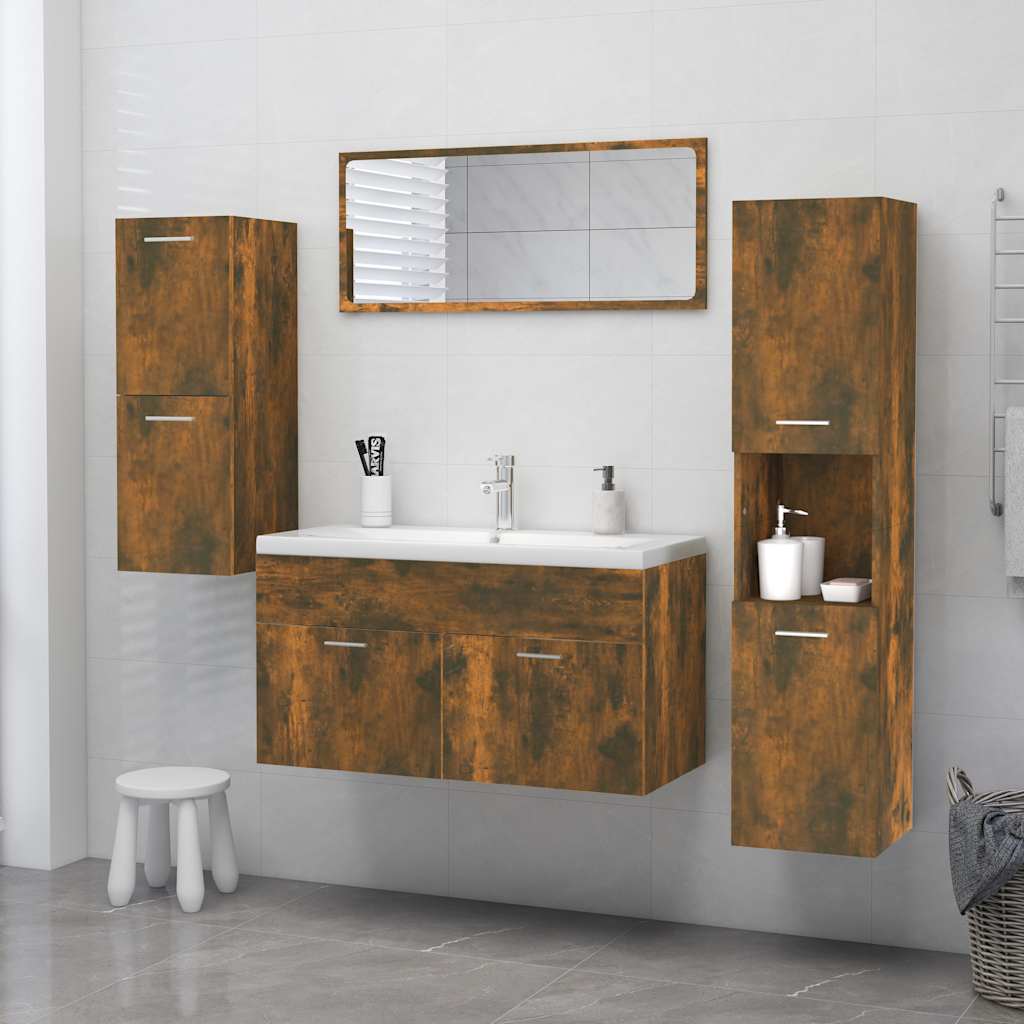 badeværelsesskab 30x30x130 cm konstrueret træ røget egetræ