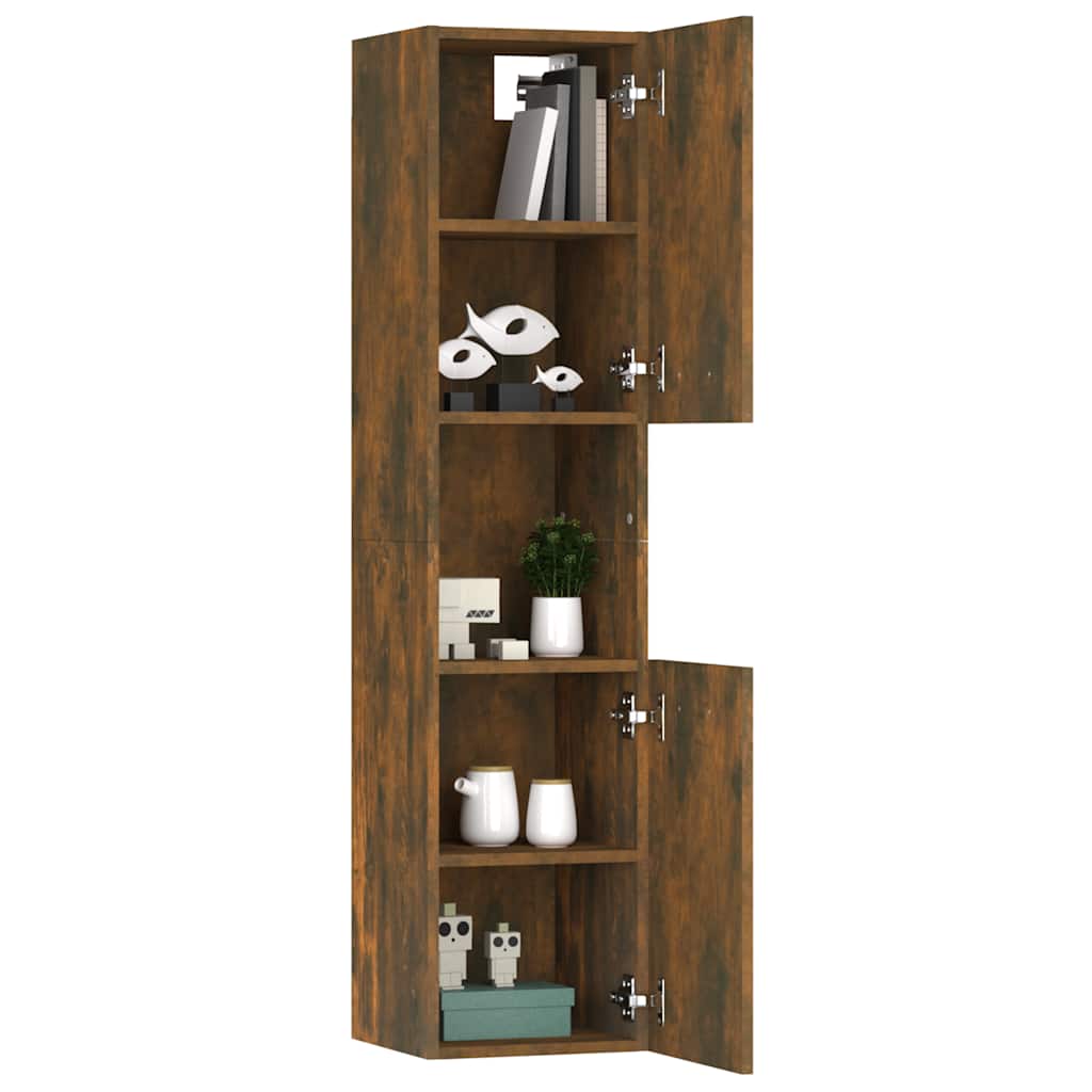 badeværelsesskab 30x30x130 cm konstrueret træ røget egetræ