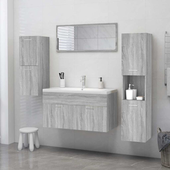 badeværelsesskab 30x30x130 cm konstrueret træ grå sonoma-eg
