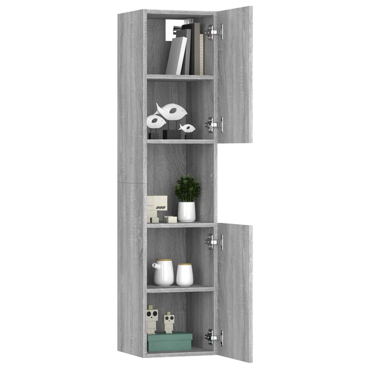 badeværelsesskab 30x30x130 cm konstrueret træ grå sonoma-eg