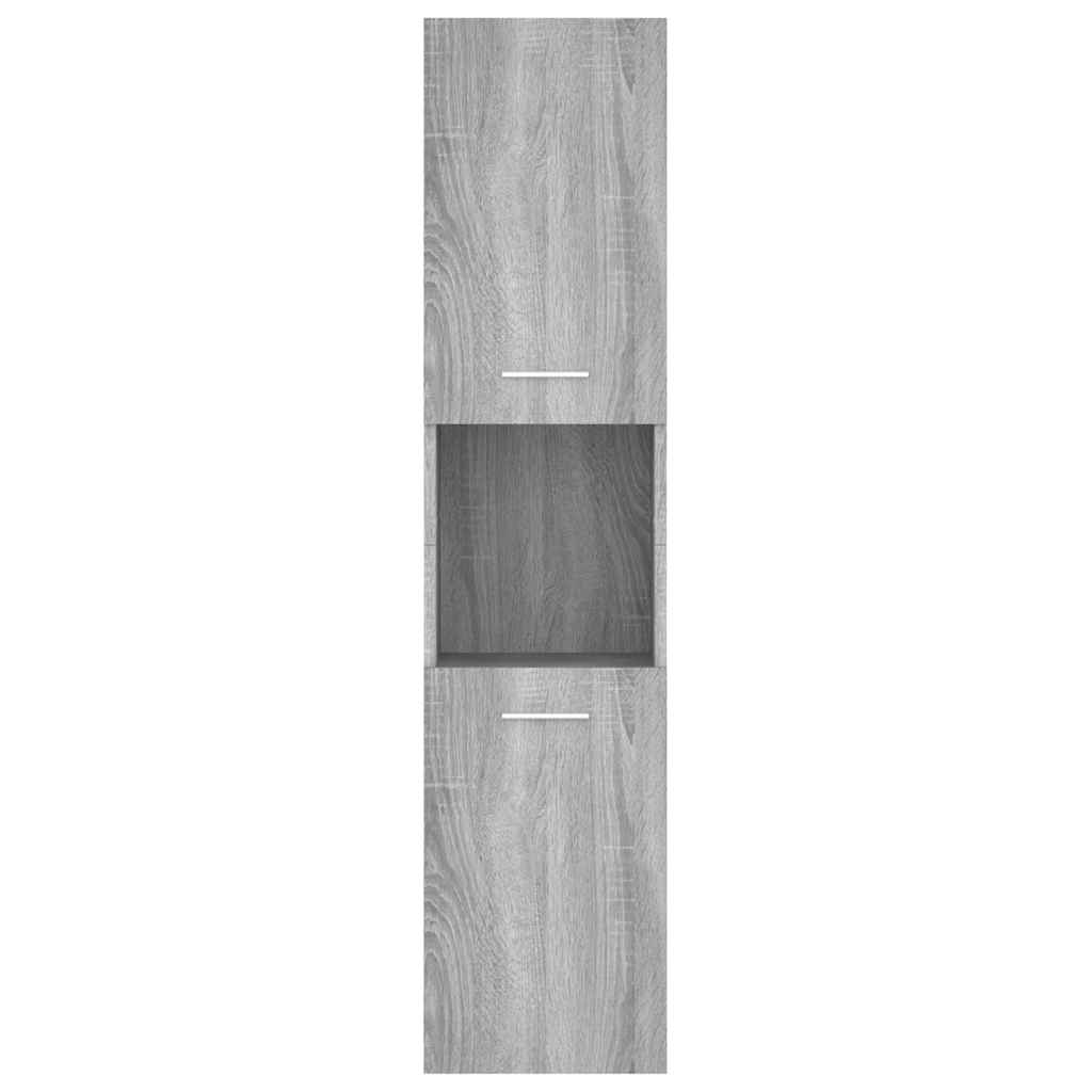 badeværelsesskab 30x30x130 cm konstrueret træ grå sonoma-eg