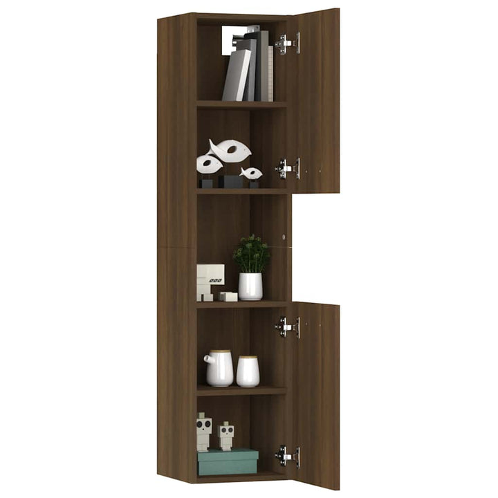 badeværelsesskab 30x30x130 cm konstrueret træ brun egetræ