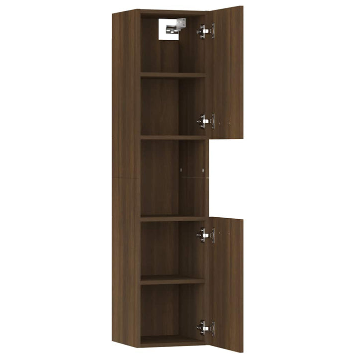 badeværelsesskab 30x30x130 cm konstrueret træ brun egetræ
