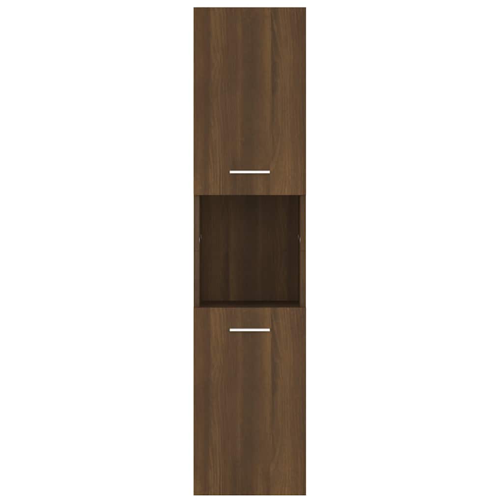 badeværelsesskab 30x30x130 cm konstrueret træ brun egetræ
