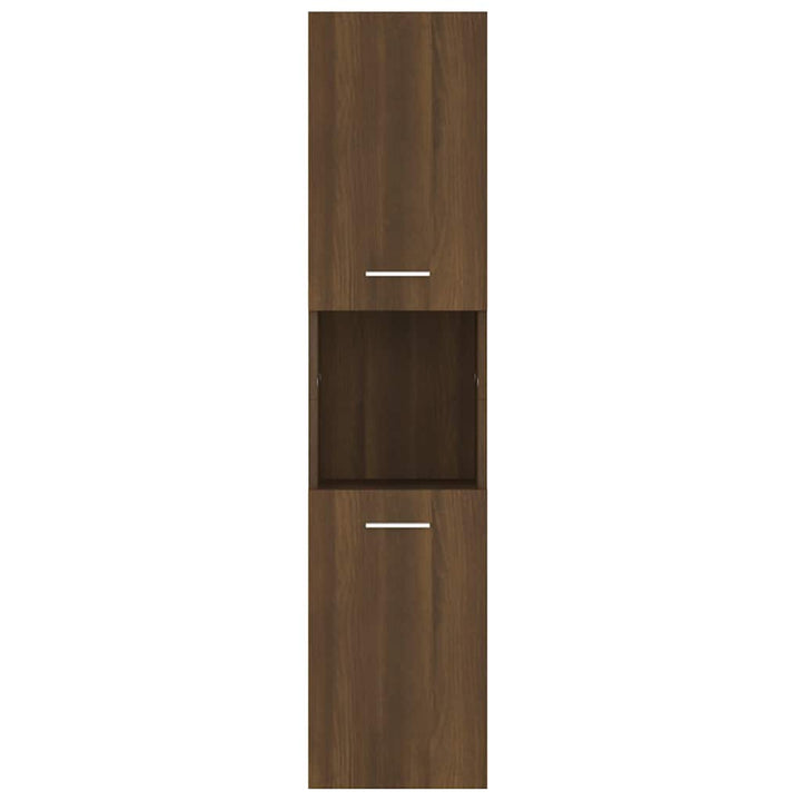 badeværelsesskab 30x30x130 cm konstrueret træ brun egetræ