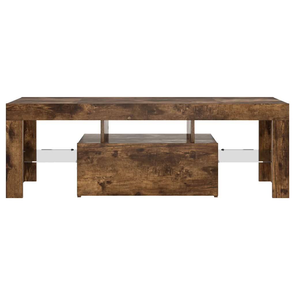 tv-bord med LED-lys 120x35x40 cm røget eg