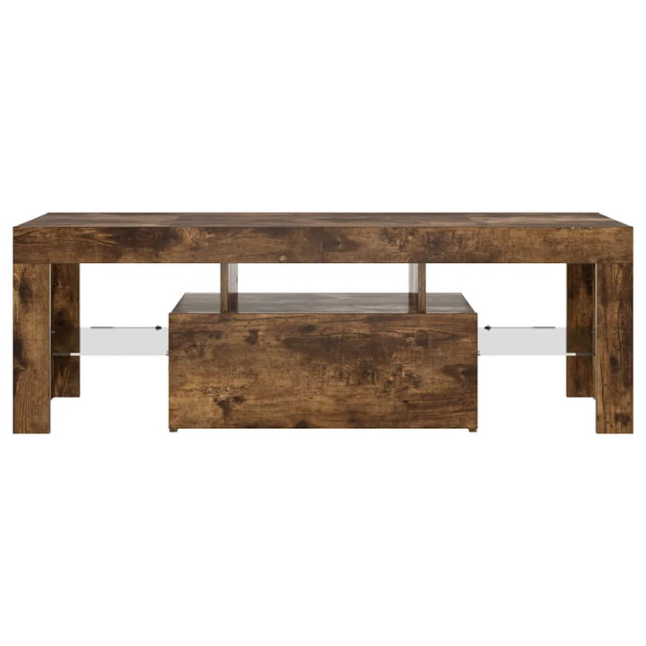 tv-bord med LED-lys 120x35x40 cm røget eg
