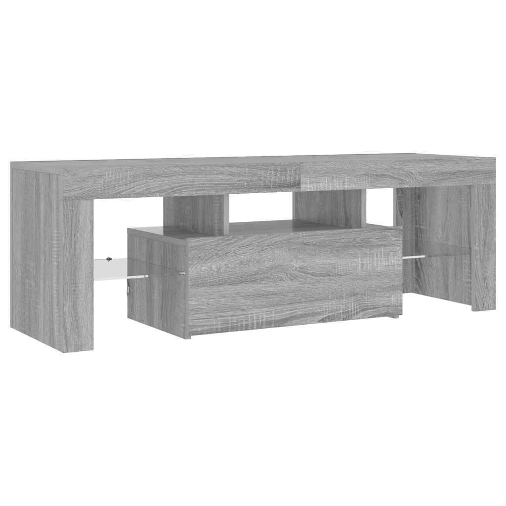 tv-bord med LED-lys 120x35x40 cm grå sonoma-eg