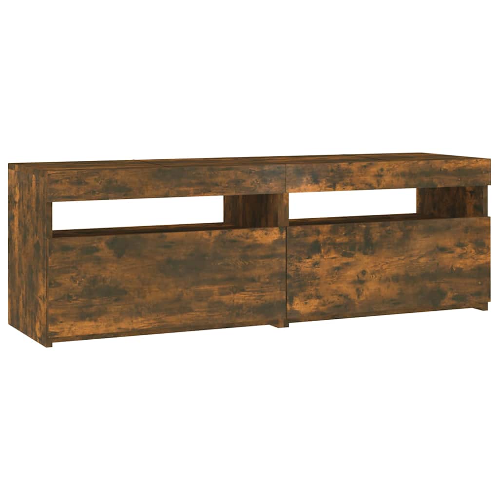 tv-bord med LED-lys 120x35x40 cm røget eg