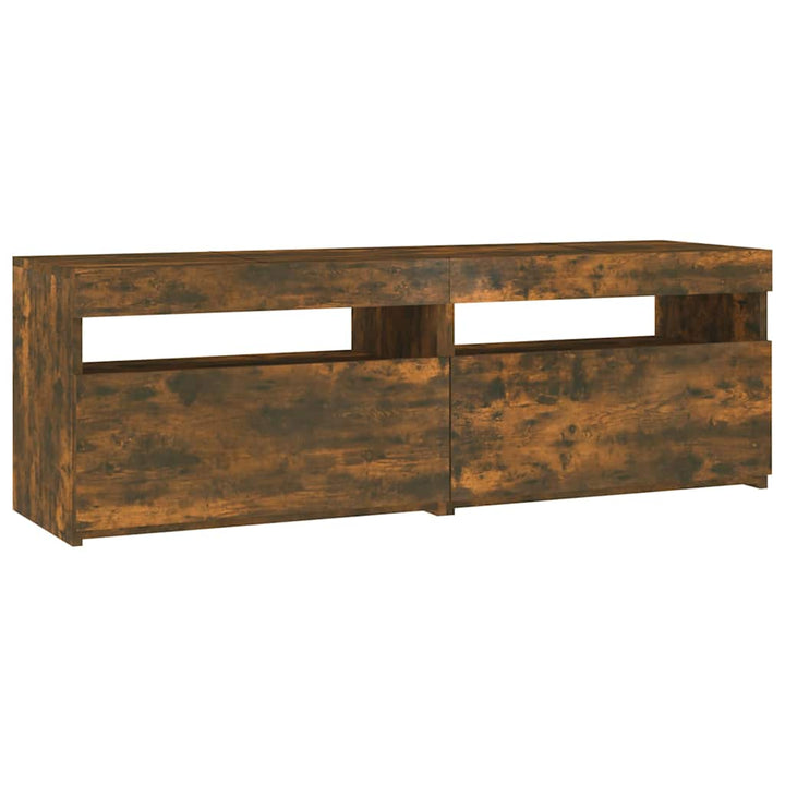 tv-bord med LED-lys 120x35x40 cm røget eg
