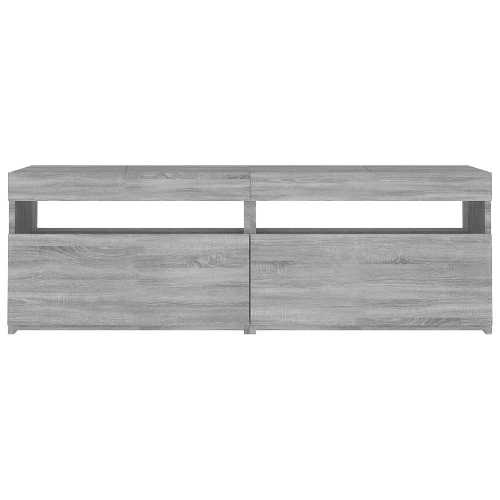 tv-bord med LED-lys 120x35x40 cm grå sonoma-eg