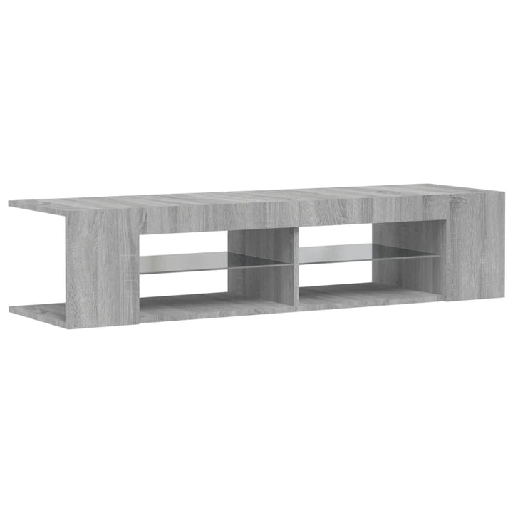 tv-bord med LED-lys 135x39x30 cm grå sonoma-eg