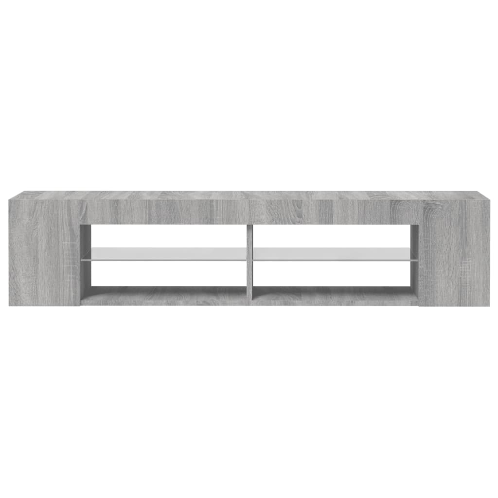 tv-bord med LED-lys 135x39x30 cm grå sonoma-eg