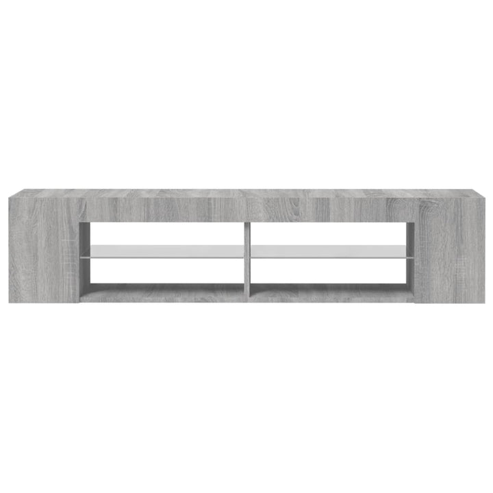 tv-bord med LED-lys 135x39x30 cm grå sonoma-eg
