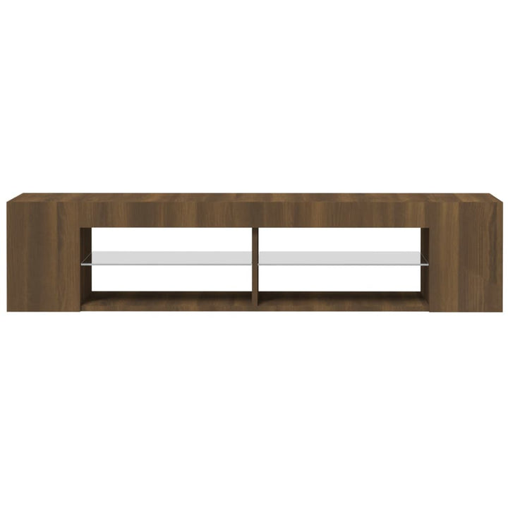 tv-bord med LED-lys 135x39x30 cm brun eg