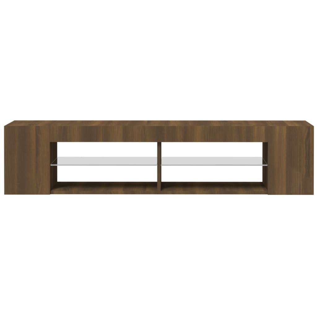 tv-bord med LED-lys 135x39x30 cm brun eg
