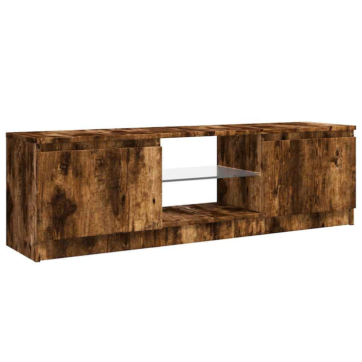 tv-bord med LED-lys 120x30x36 cm røget eg
