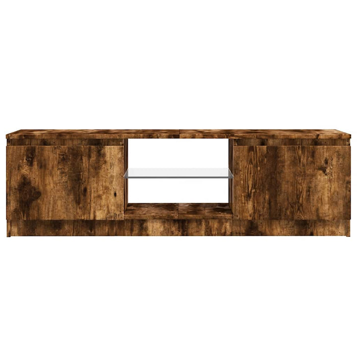 tv-bord med LED-lys 120x30x36 cm røget eg