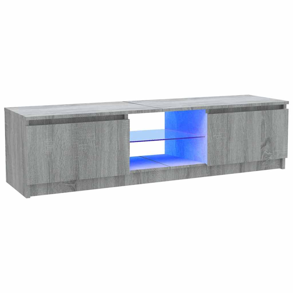 tv-bord med LED-lys 120x30x36 cm grå sonoma-eg