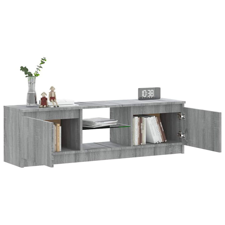 tv-bord med LED-lys 120x30x36 cm grå sonoma-eg