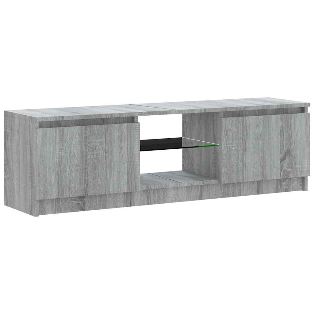 tv-bord med LED-lys 120x30x36 cm grå sonoma-eg