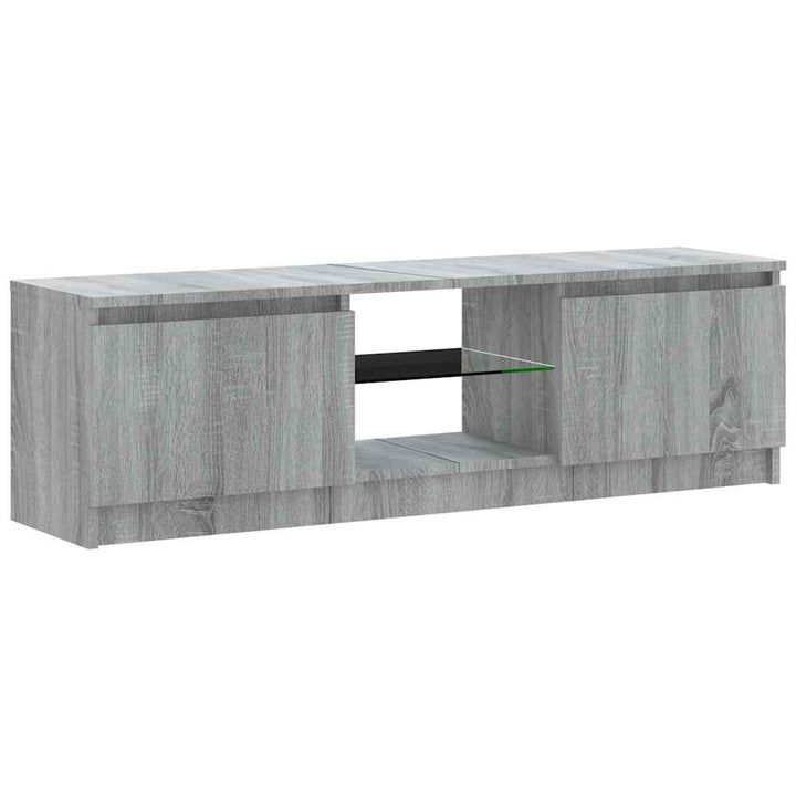 tv-bord med LED-lys 120x30x36 cm grå sonoma-eg