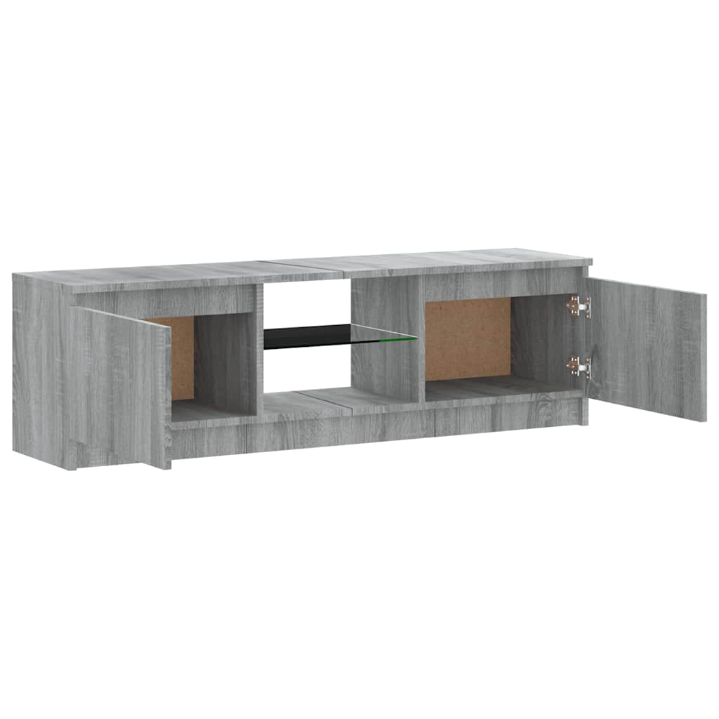 tv-bord med LED-lys 120x30x36 cm grå sonoma-eg