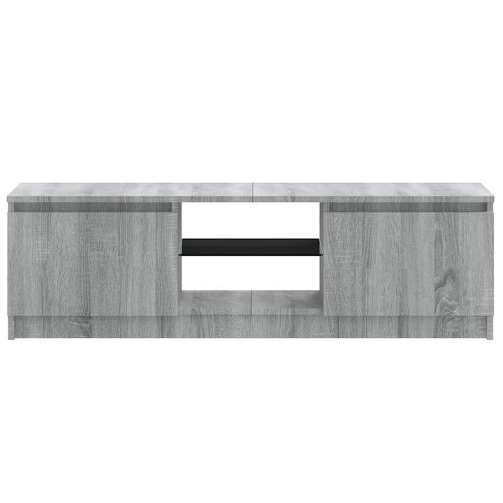 tv-bord med LED-lys 120x30x36 cm grå sonoma-eg