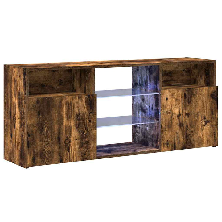 tv-bord med LED-lys 120x30x50 cm røget egetræsfarve