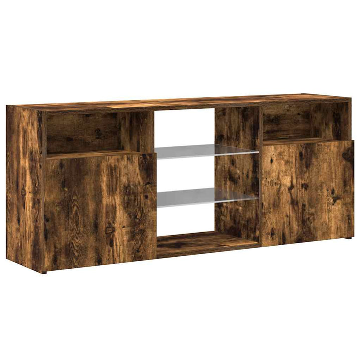 tv-bord med LED-lys 120x30x50 cm røget egetræsfarve