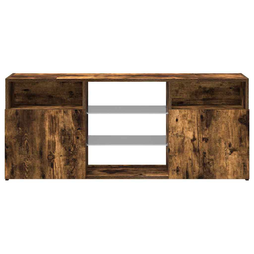 tv-bord med LED-lys 120x30x50 cm røget egetræsfarve