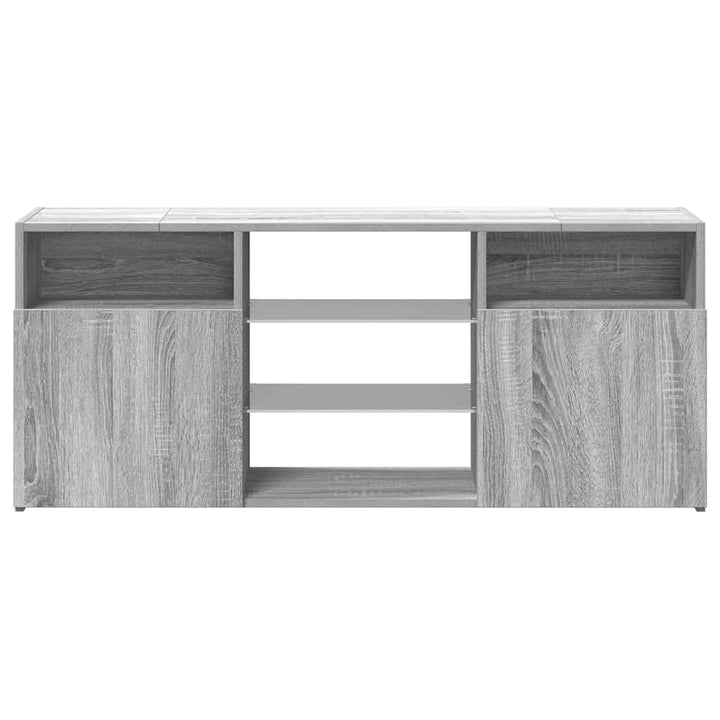 tv-bord med LED-lys 120x30x50 cm grå sonoma-eg