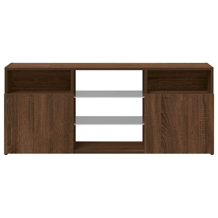 tv-bord med LED-lys 120x30x50 cm brun egetræsfarve