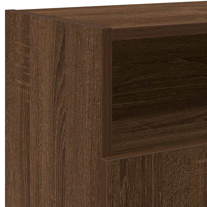 tv-bord med LED-lys 120x30x50 cm brun egetræsfarve