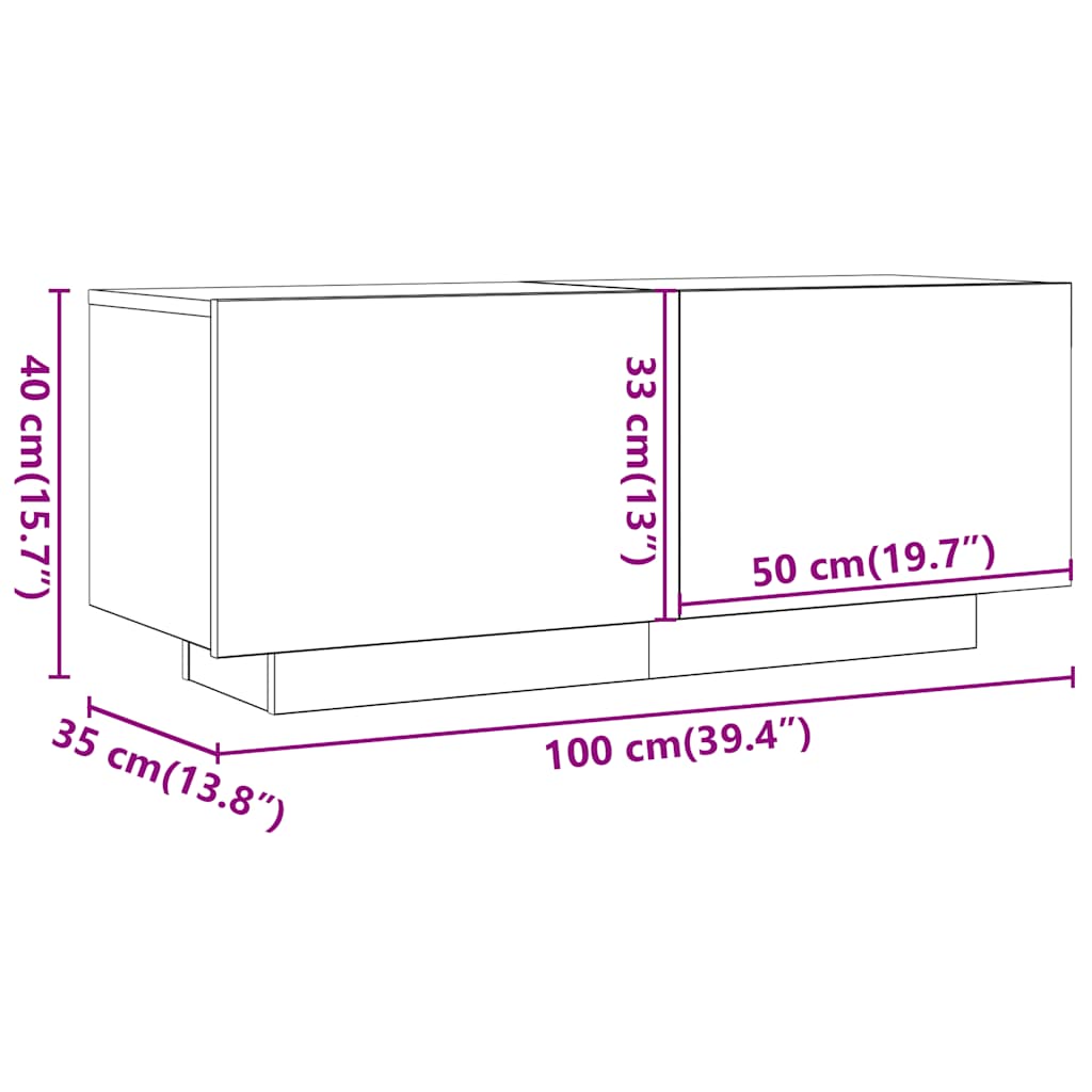 tv-bord 100x35x40 cm konstrueret træ grå sonoma-eg