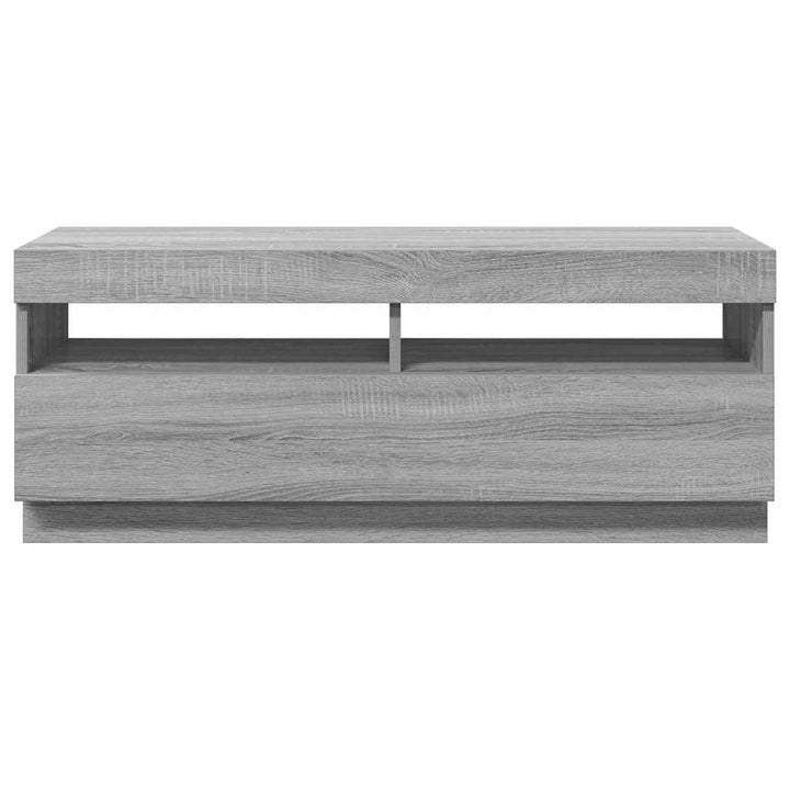 tv-bord med LED-lys 100x35x40 cm grå sonoma-eg