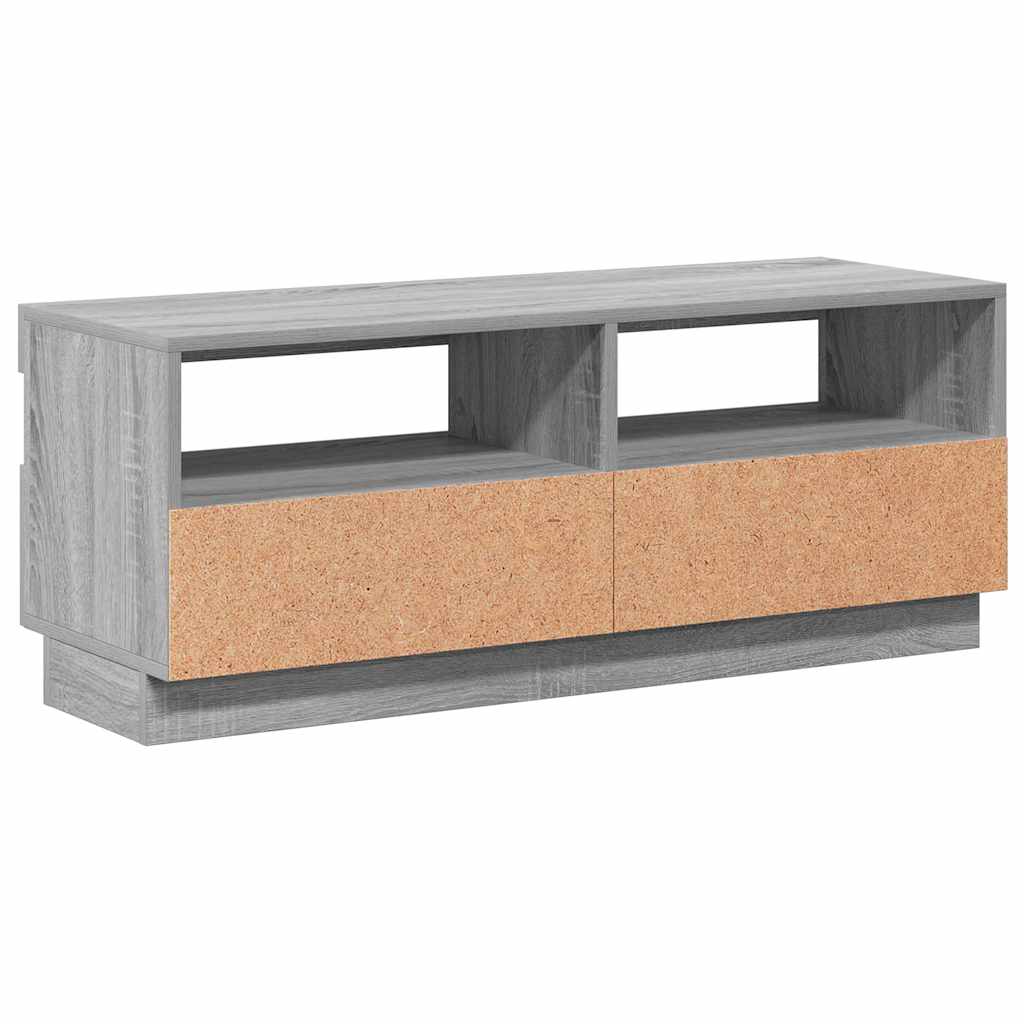 tv-bord med LED-lys 100x35x40 cm grå sonoma-eg