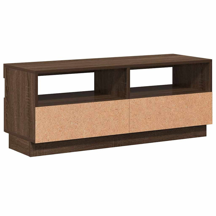 tv-bord med LED-lys 100x35x40 cm brun eg