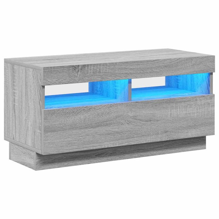 tv-bord med LED-lys 80x35x40 cm grå sonoma-eg