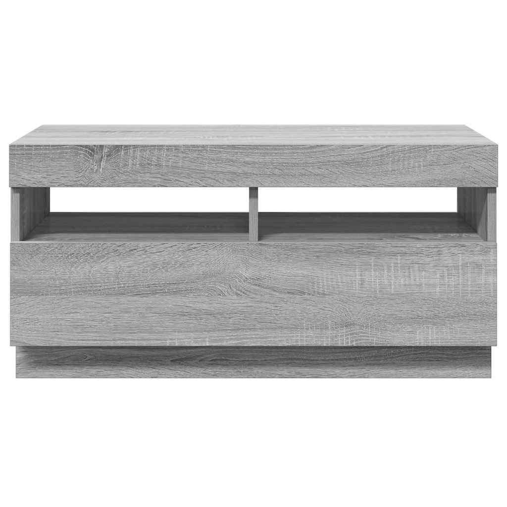 tv-bord med LED-lys 80x35x40 cm grå sonoma-eg