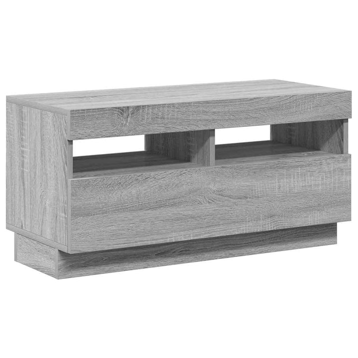 tv-bord med LED-lys 80x35x40 cm grå sonoma-eg