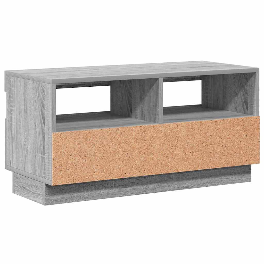 tv-bord med LED-lys 80x35x40 cm grå sonoma-eg