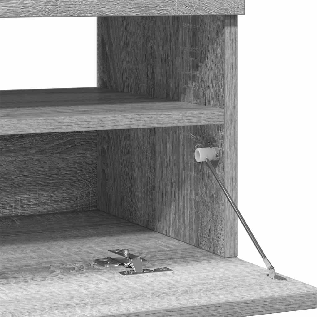tv-bord med LED-lys 80x35x40 cm grå sonoma-eg