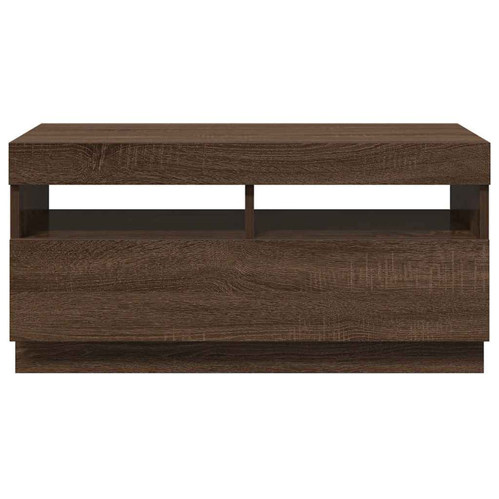 tv-bord med LED-lys 80x35x40 cm brun eg
