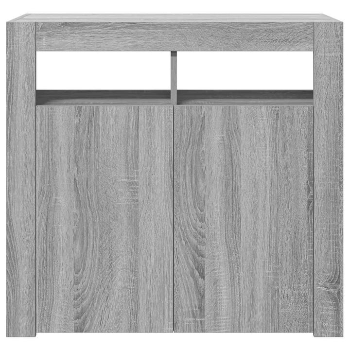 skænk med LED-lys 80x35x75 cm grå sonoma-eg