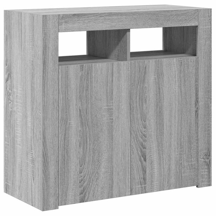 skænk med LED-lys 80x35x75 cm grå sonoma-eg