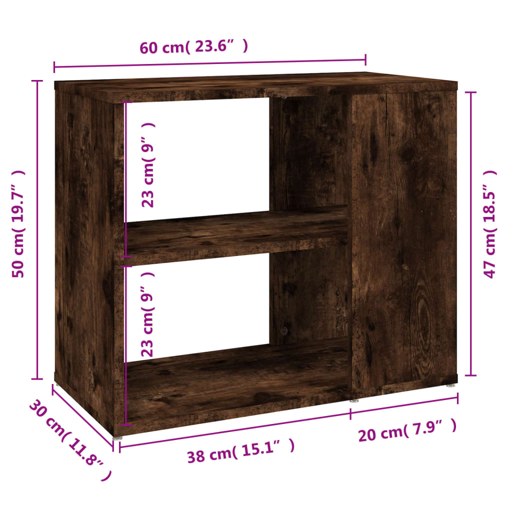 sideskab 60x30x50 cm konstrueret træ røget egetræsfarve