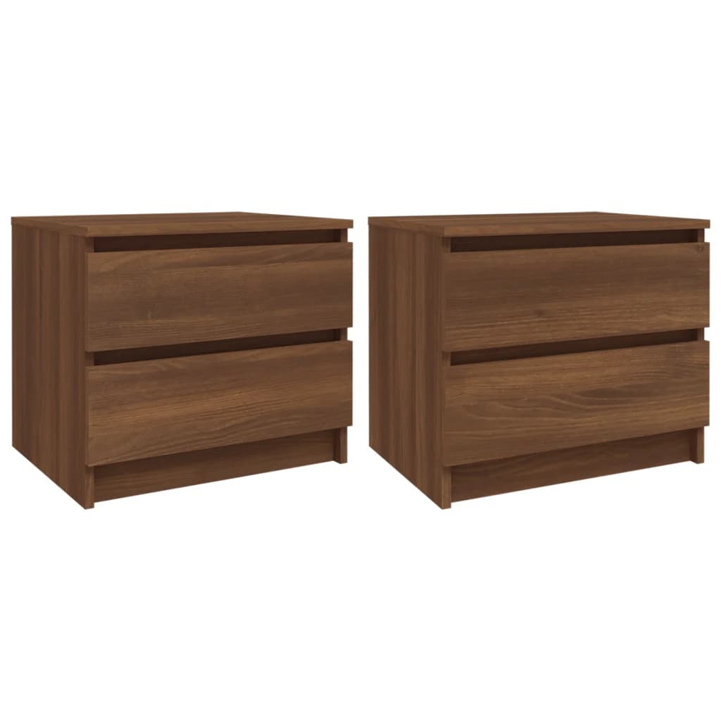 sengeborde 2 stk. 50x39x43,5 cm konstrueret træ brunt egetræ